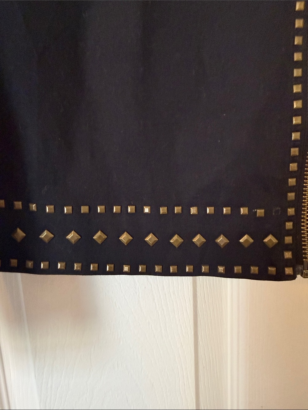 IRA Black Studded Zip Front Jacket Cotton Blend Bronze Studded Size PM - Picture 5 of 12